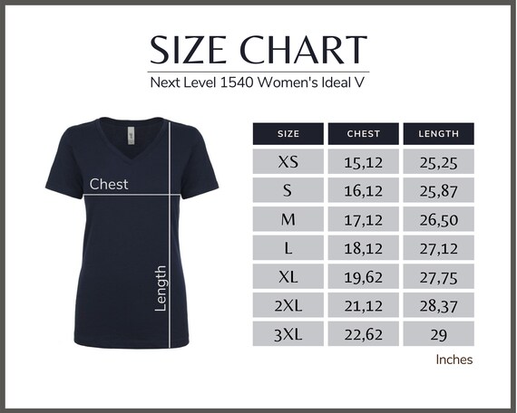 next level 1540 size chart