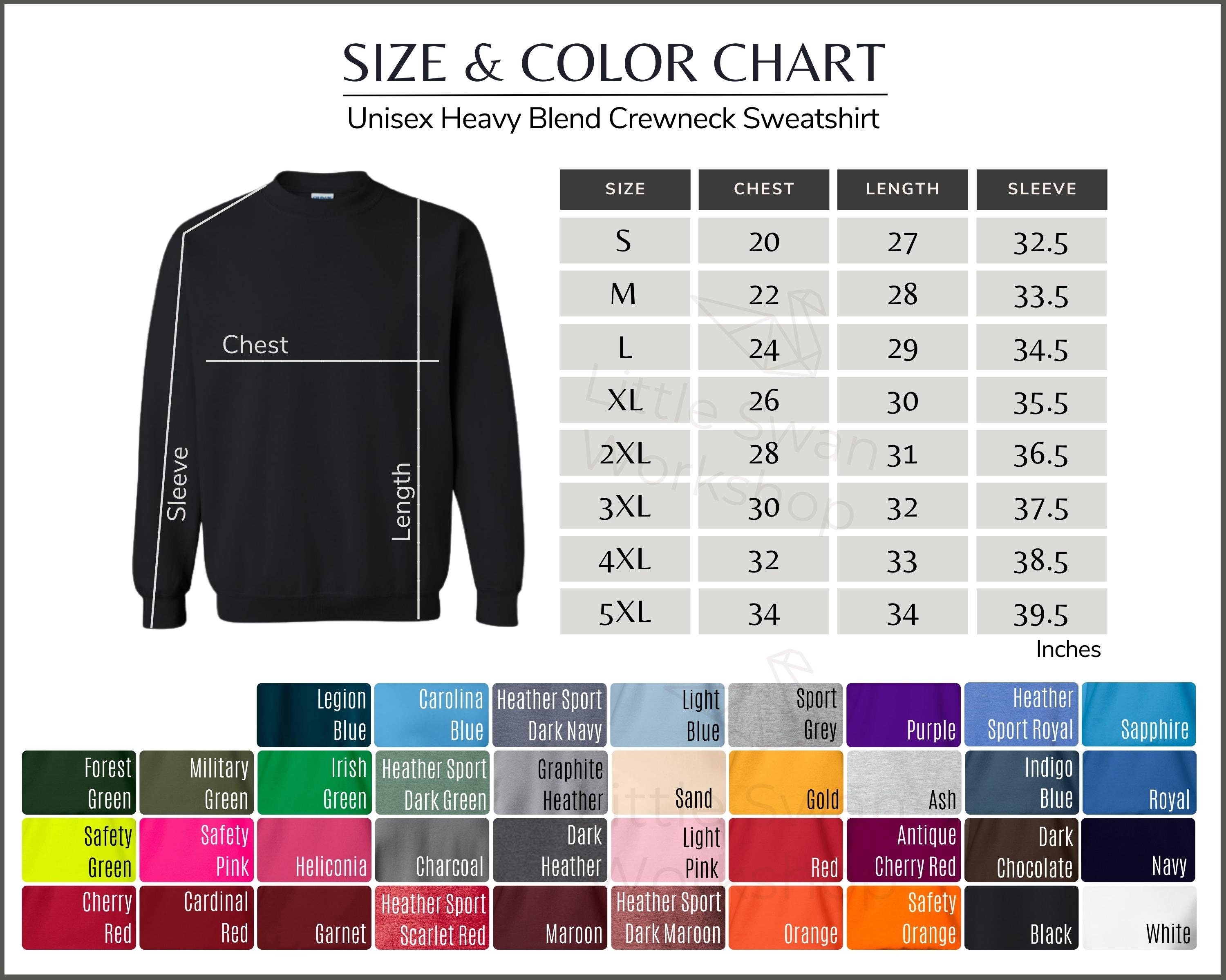 Gildan 18000 Color Chart Gildan G180 Sweatshirt Color and - Etsy
