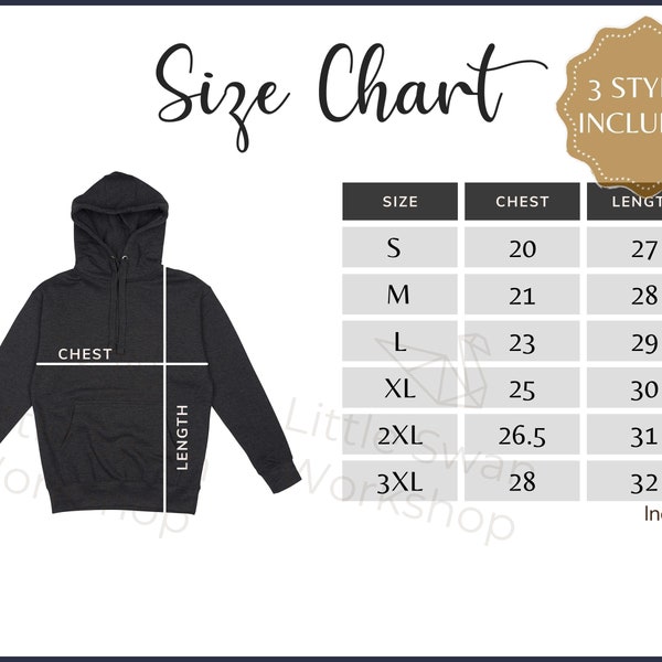 Cotton Heritage M2580 Size Chart - M2580 Size Guide - M2580 Cotton Heritage Black Mockup and Size Table