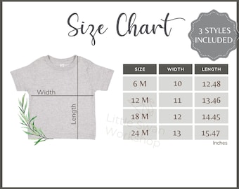 Rabbit Skins 3322 Infant T-shirt Size Chart (Digital Download)