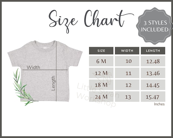 Rabbit Skins 3322 Infant T-shirt Size Chart (Digital Download)