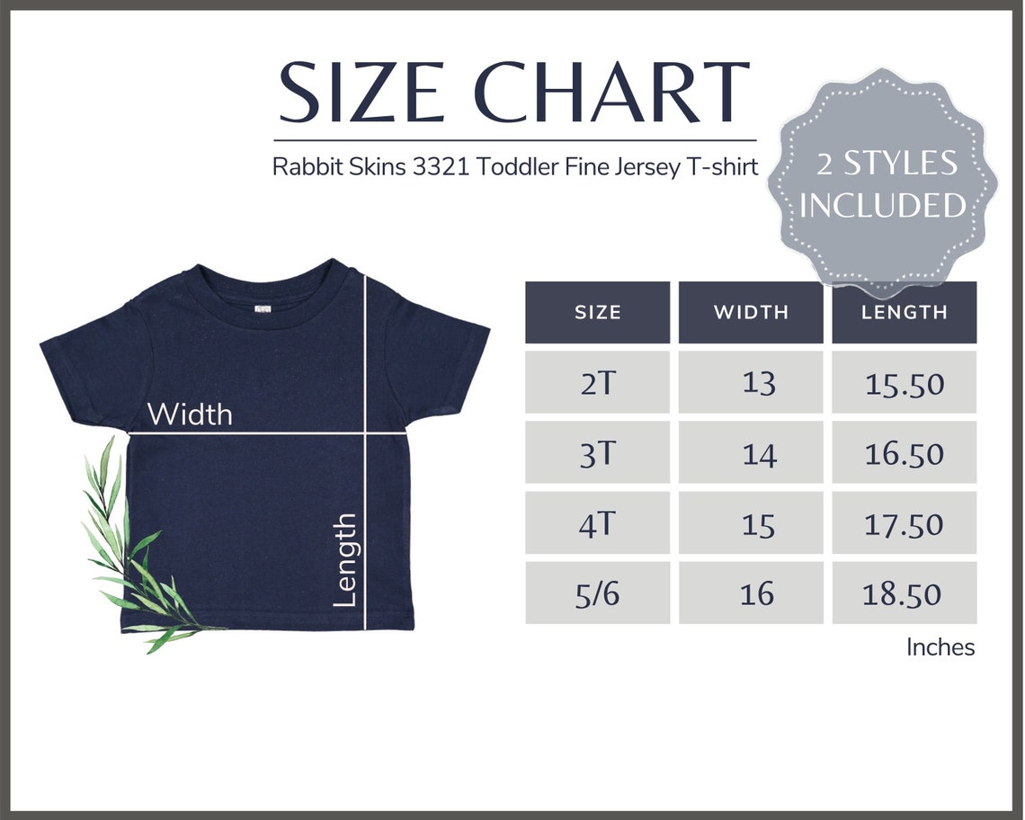 Rabbit Skins 3321 Size Chart Toddler Fine Jersey Tshirt Size Table