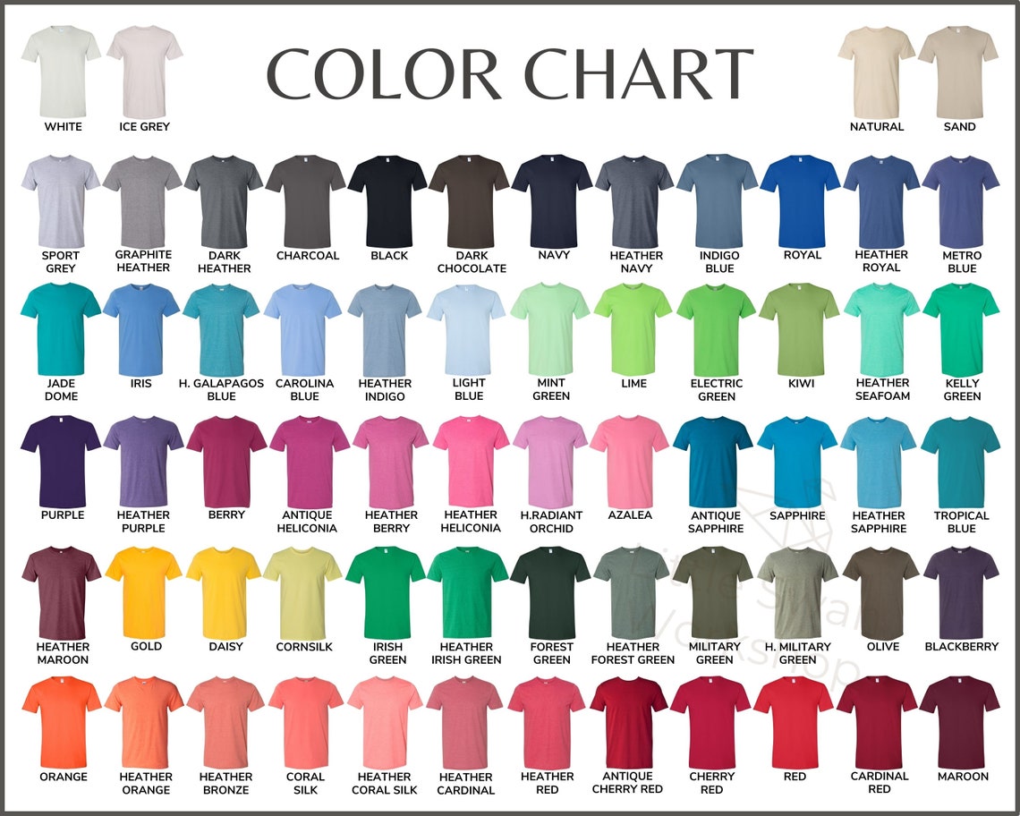 Gildan 64000 Color Chart Gildan G640 Every Color Mockups and Etsy