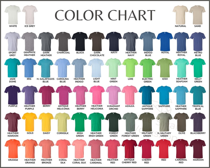 Gildan 64000 Color Chart Gildan G640 Every Color Mockups and - Etsy