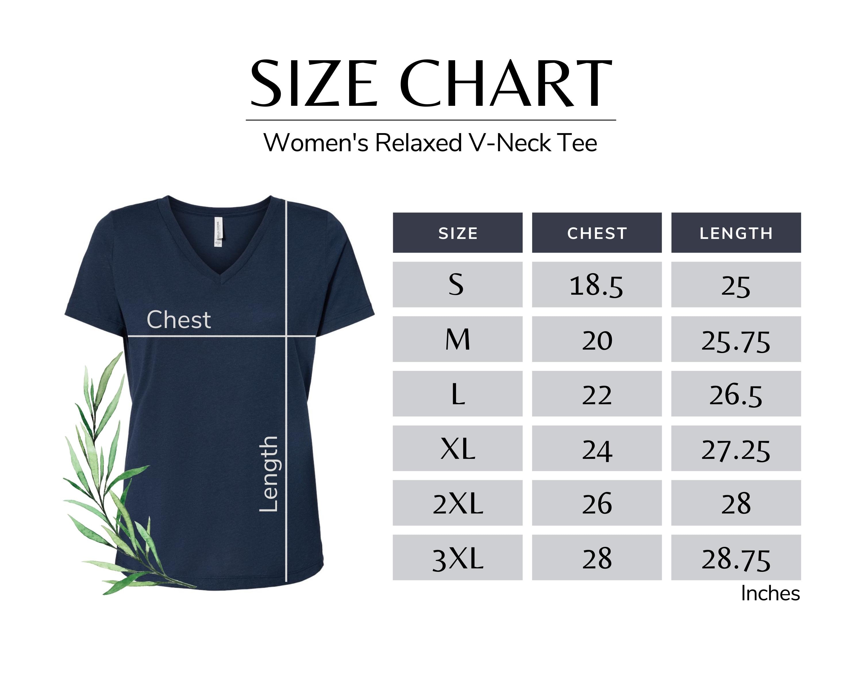 Bella Canvas 6405 V-neck Tee Size Chart (digital Download) - Etsy