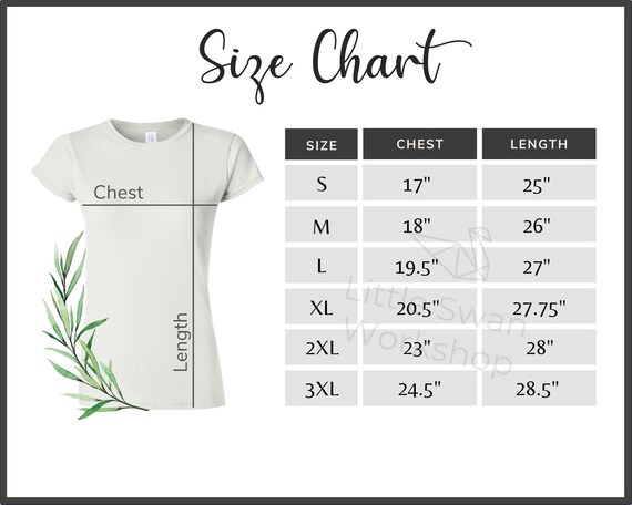 gildan 64000l size chart