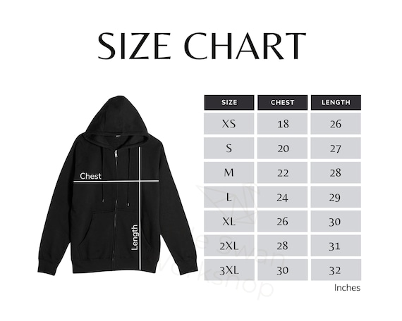 Lane Seven LS14003 Size Chart, Full Zip Hoodie Size Guide, LS