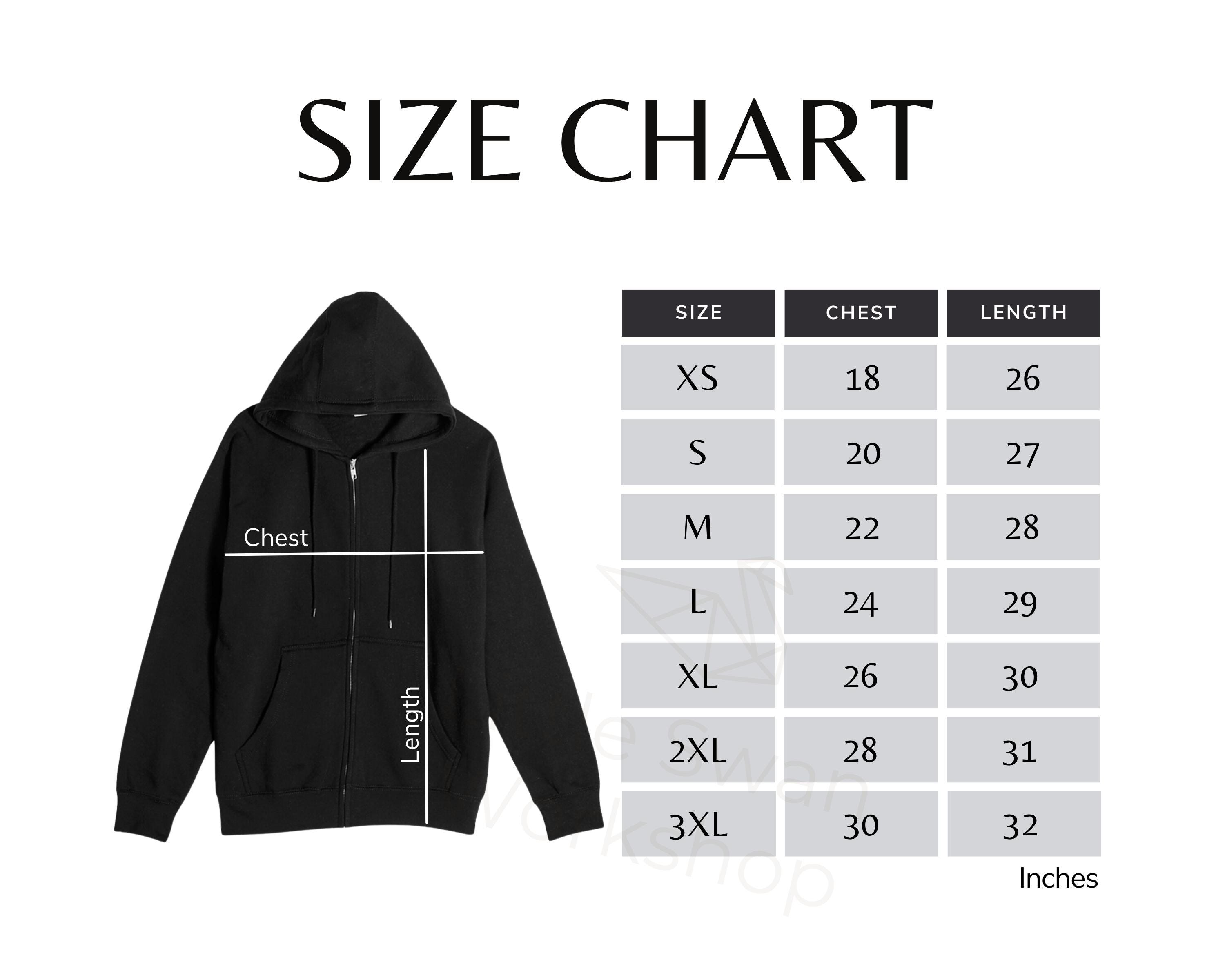 Lane Seven LS14003 Size Chart, Full Zip Hoodie Size Guide