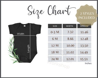 Rabbit Skins 4424 Size Chart - Infant Jersey Bodysuit Size Table