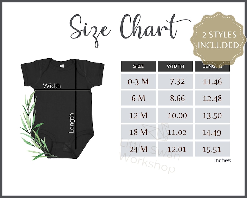 Rabbit Skins 4424 Size Chart Infant Jersey Bodysuit Size - Etsy Canada