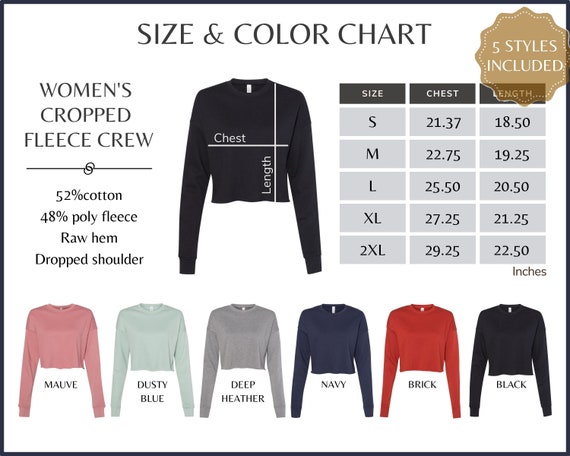 Bella Canvas 7503 Color Chart 7503 Women's Cropped Crew | Etsy