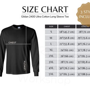 Gildan 2400 Metric Size Chart - Inch and cm - G240 Long Sleeve Tshirt Size Table - G2400 Size Guide