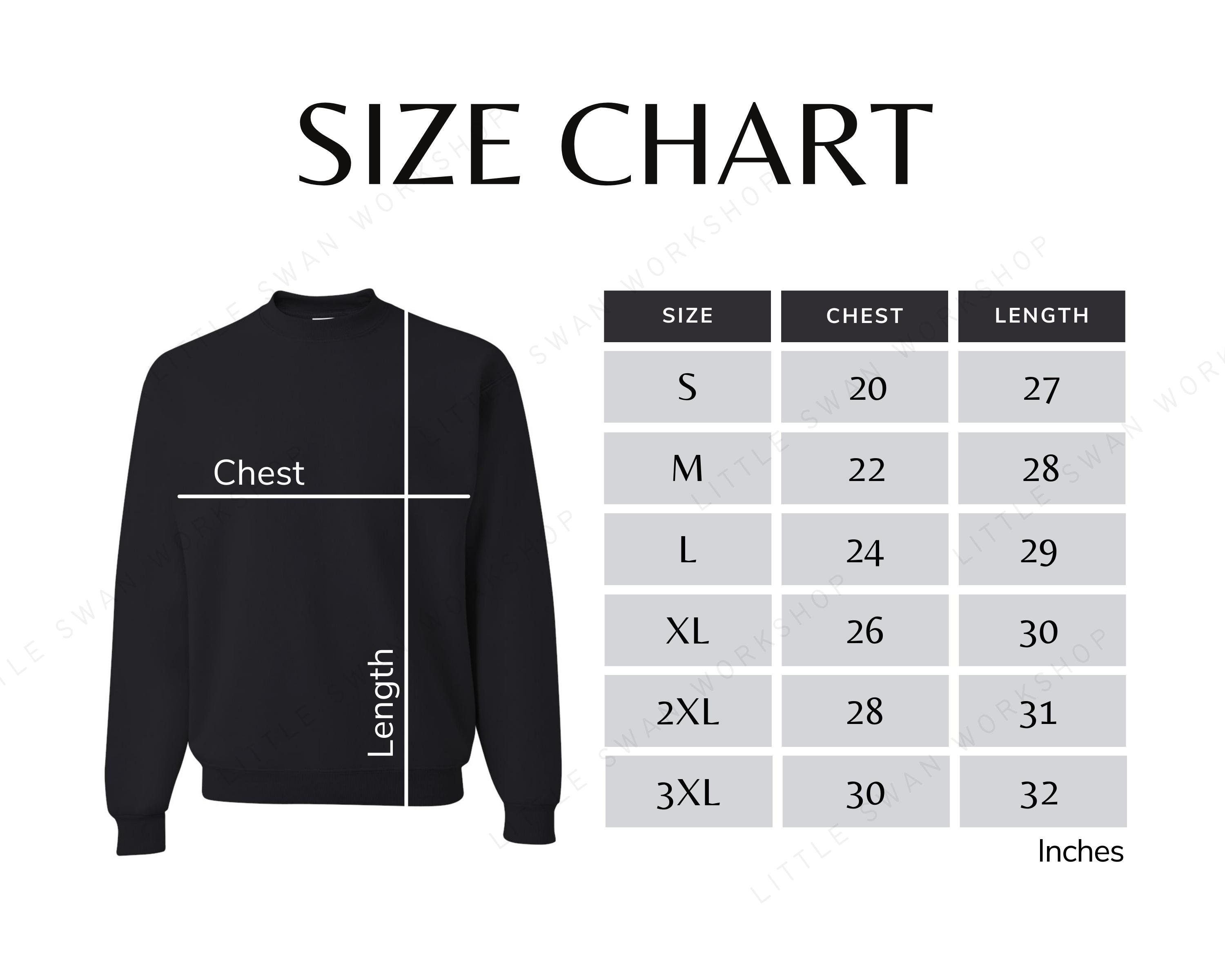 Jerzees 562MR Size Chart, 562 MR Sweatshirt Size Table, Nublend