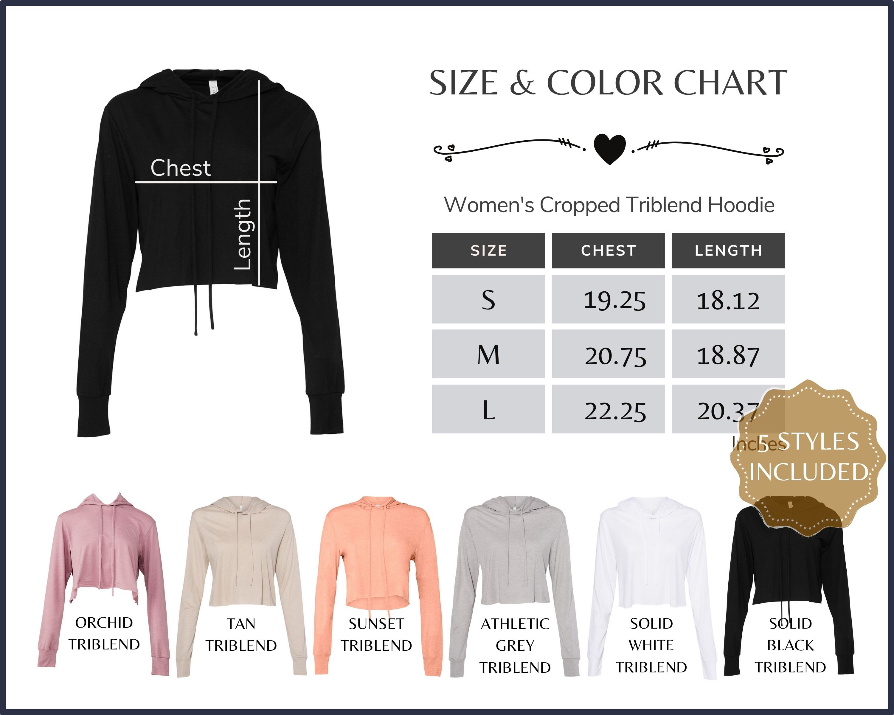 bella canvas sweatshirt size chart