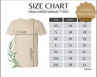 Gildan 64000 Size Chart, G640 Softstyle Tee Sizing Guide