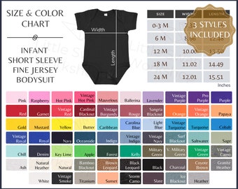 Infant Bodysuit Color Chart: Size Guide, All 68 Colors (Digital Download)