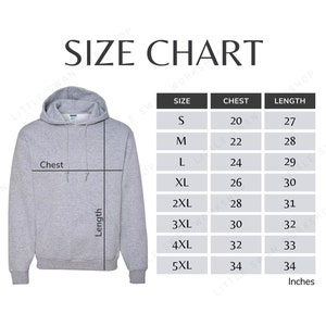 Jerzees 996MR Size Chart, Hoodie 996 MR Size Table, Hooded Sweatshirt ...