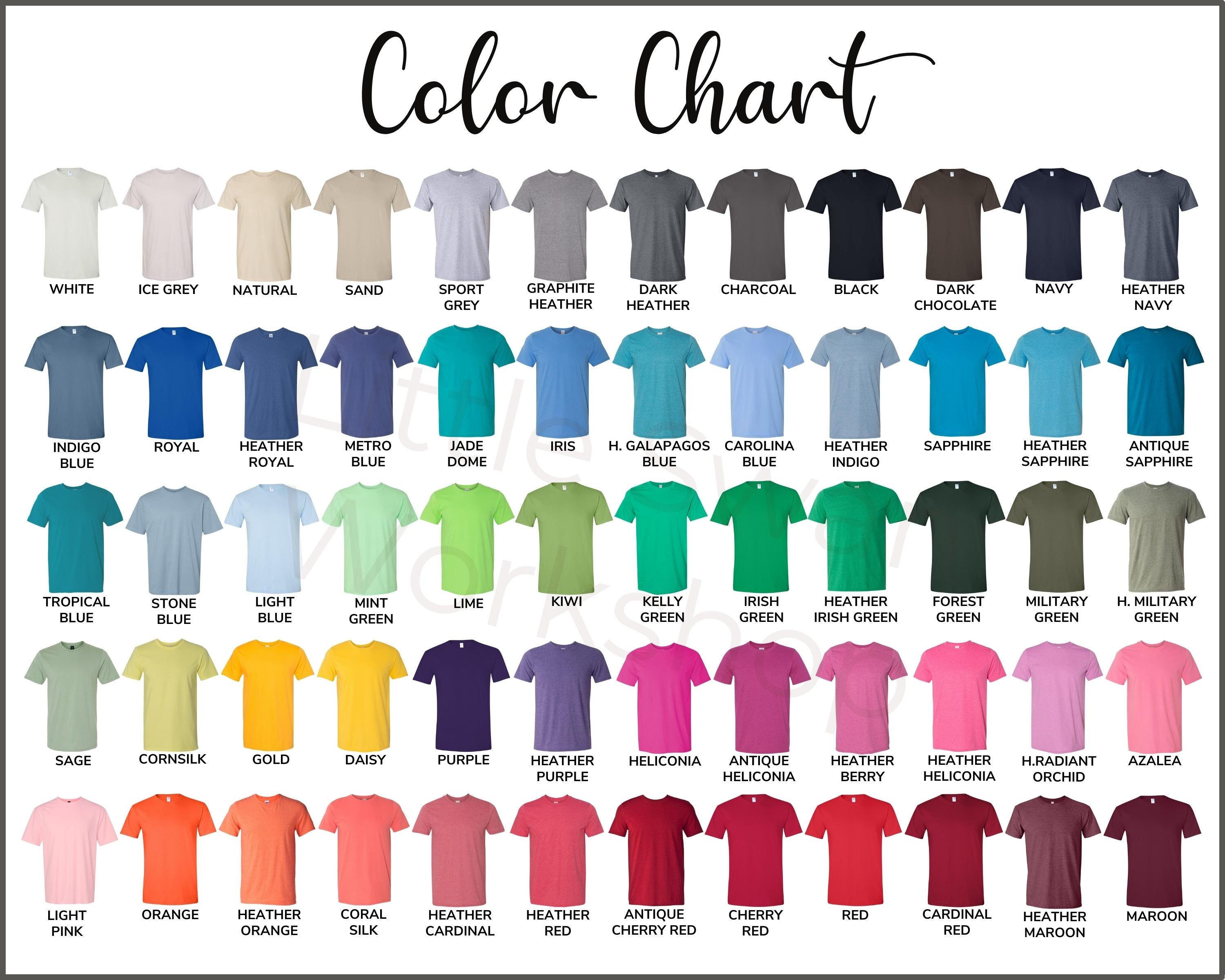 Gildan 64000 Color Chart, G640 Every Color Mockup and Color Guide ...
