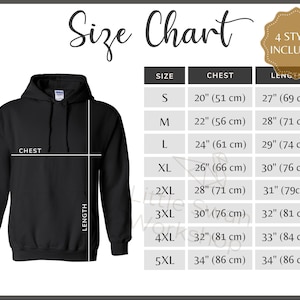 Gildan 18500 Metrische Größentabelle - G185 Kapuzen-Sweatshirt Größentabelle Zoll und cm, Gildan 18500 Größentabelle