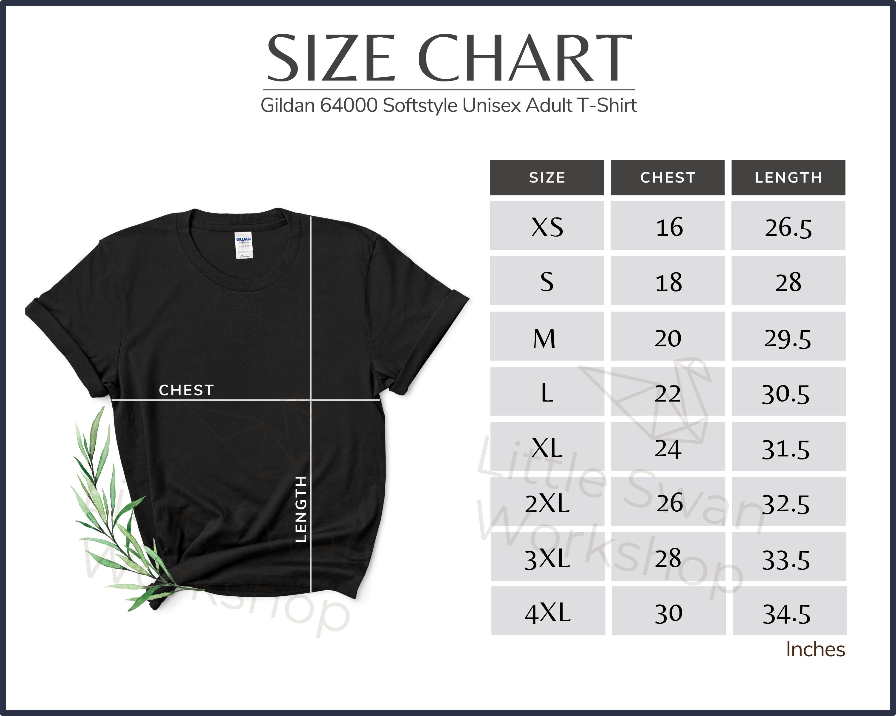 Gildan 64000 Size Chart Gildan G640 Size Guide Gildan 64000 Black ...