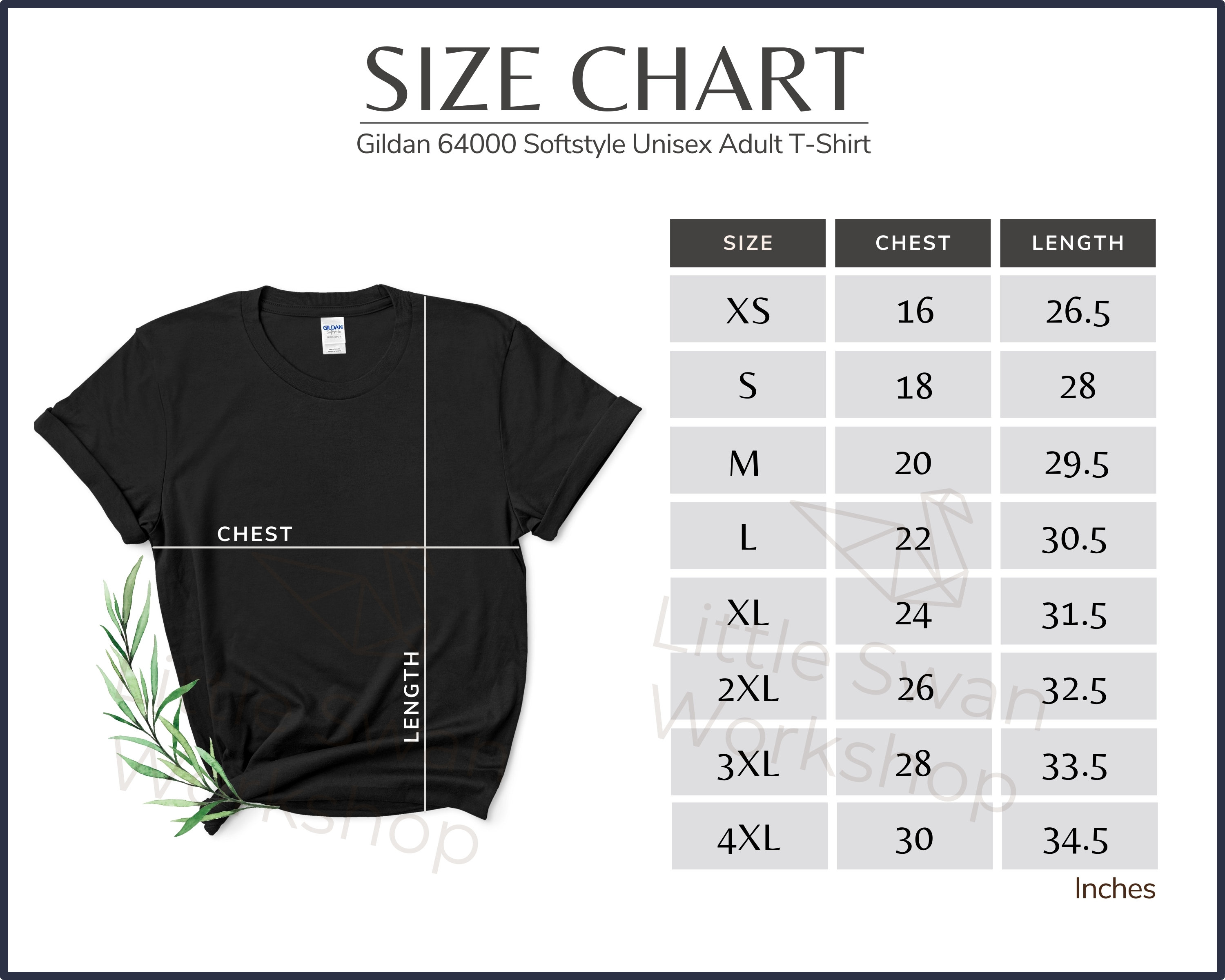 Gildan 64000 Size Chart – G640 Sizing Guide - Etsy Israel