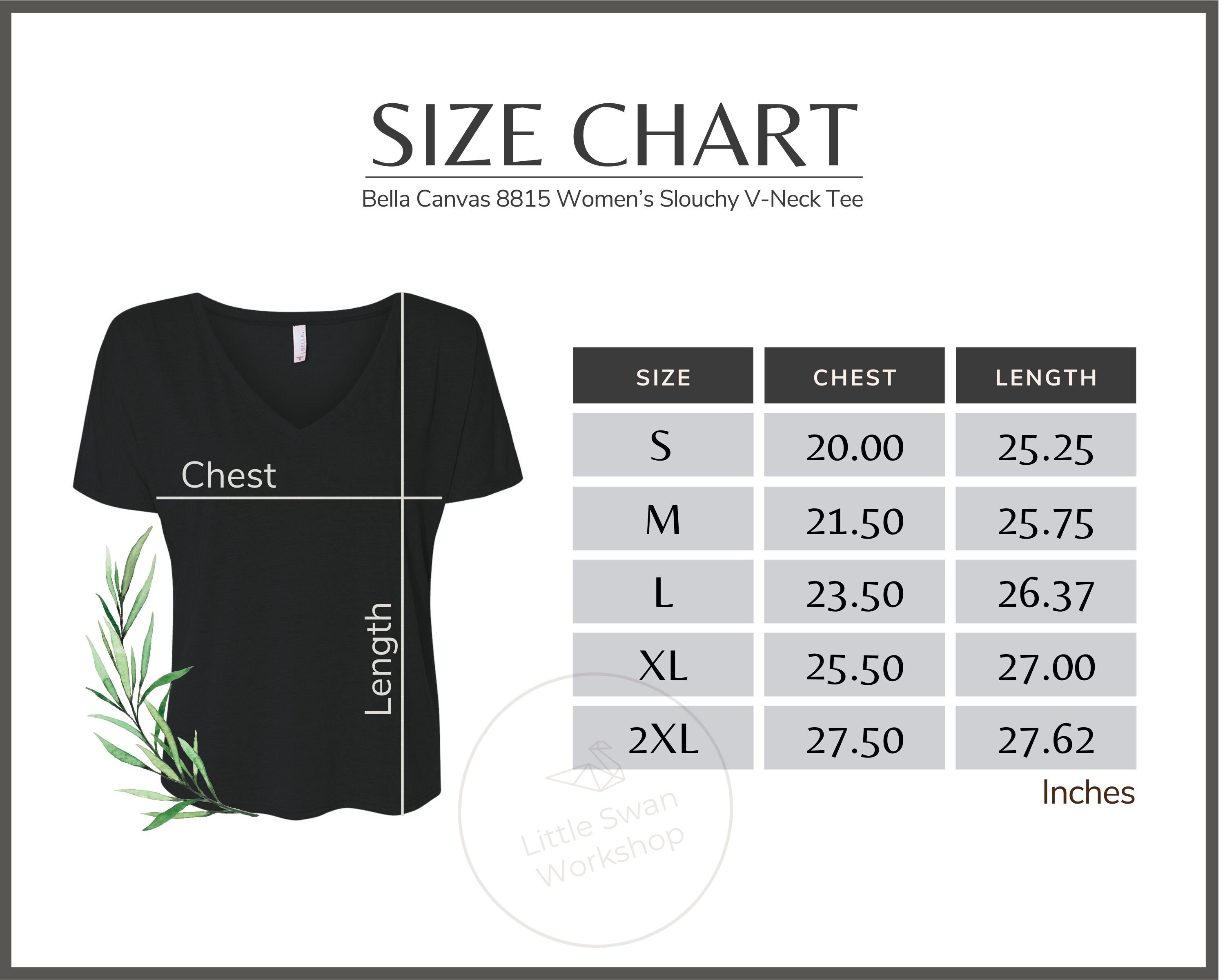 Bella Canvas 8815 Size Chart 8815 