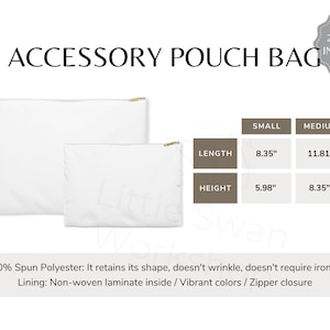 Accessory Pouch Bag Size Chart, POD Sizing Guide, 2 versions included