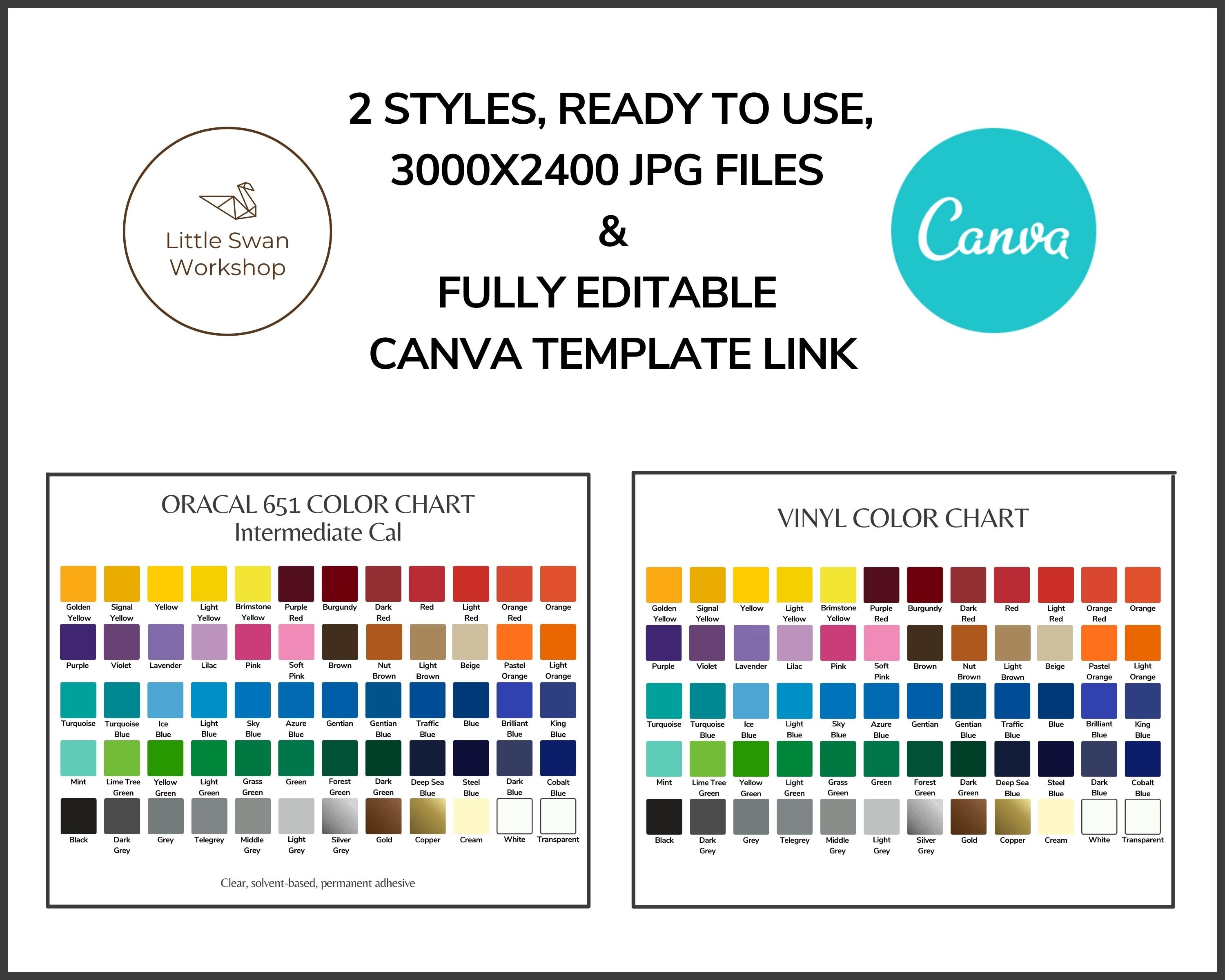 Oracal 651 Permanent Vinyl Color Chart 64 COLORS Semi-editable PSD Oracal  Vinyl Color Chart Oracal 651 Color Chart 651 Color Chart -  Denmark