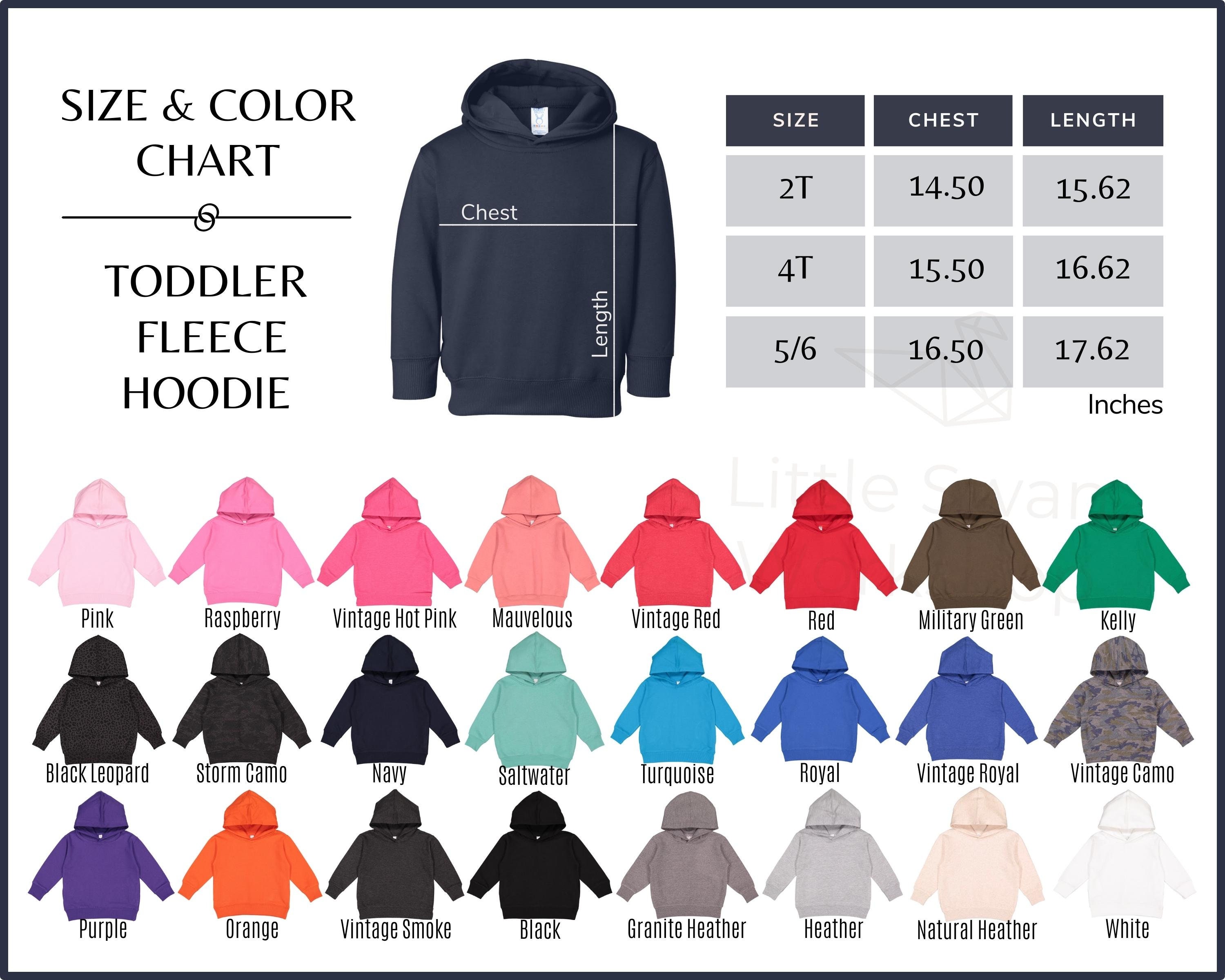 Rabbit Skins 3326 Color Chart Toddler Hoodie Color and Size - Etsy