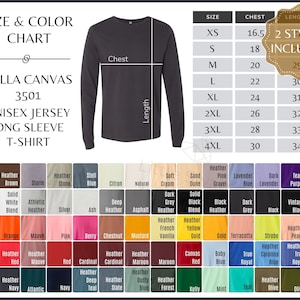 Tabla de colores Bella Canvas 3501, guía de colores y tallas Bella Canvas 3501, todos los colores Bella Canvas 3501, todos los colores 2023