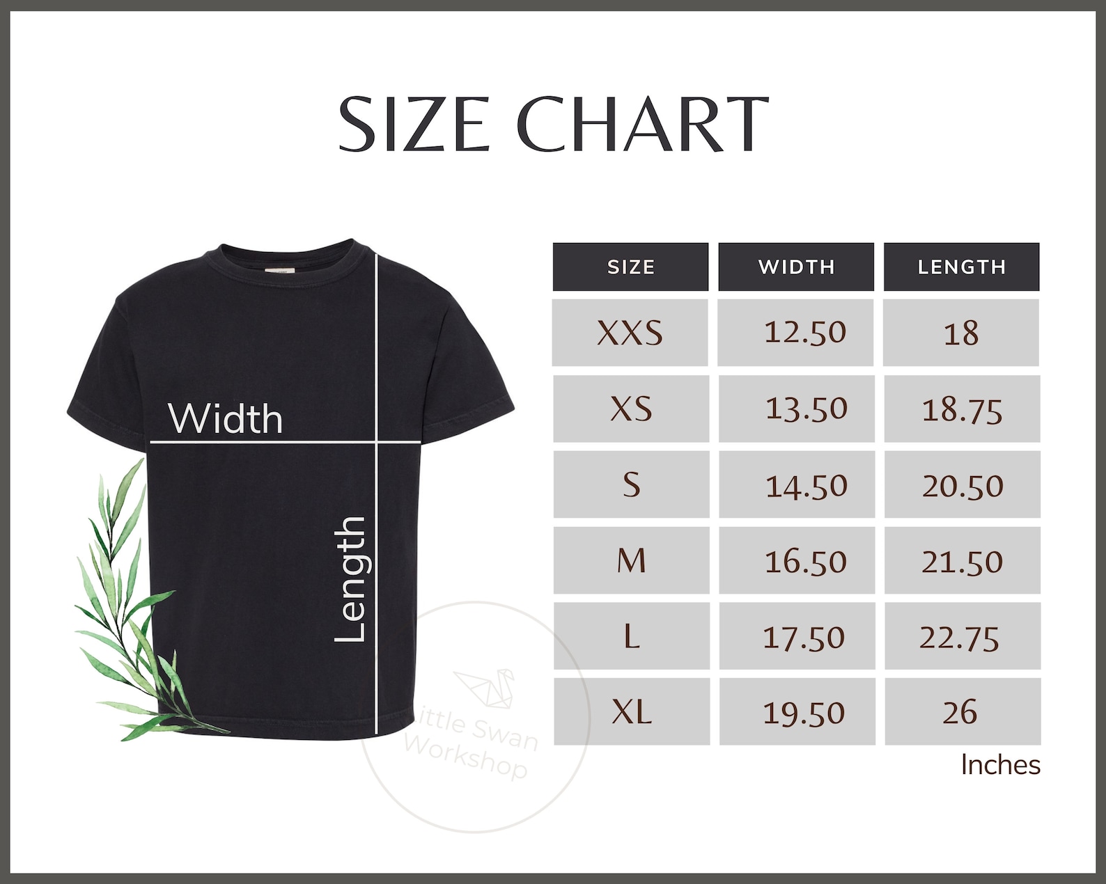 Comfort colors 9018 size chart comfort colors youth t shirt etsy