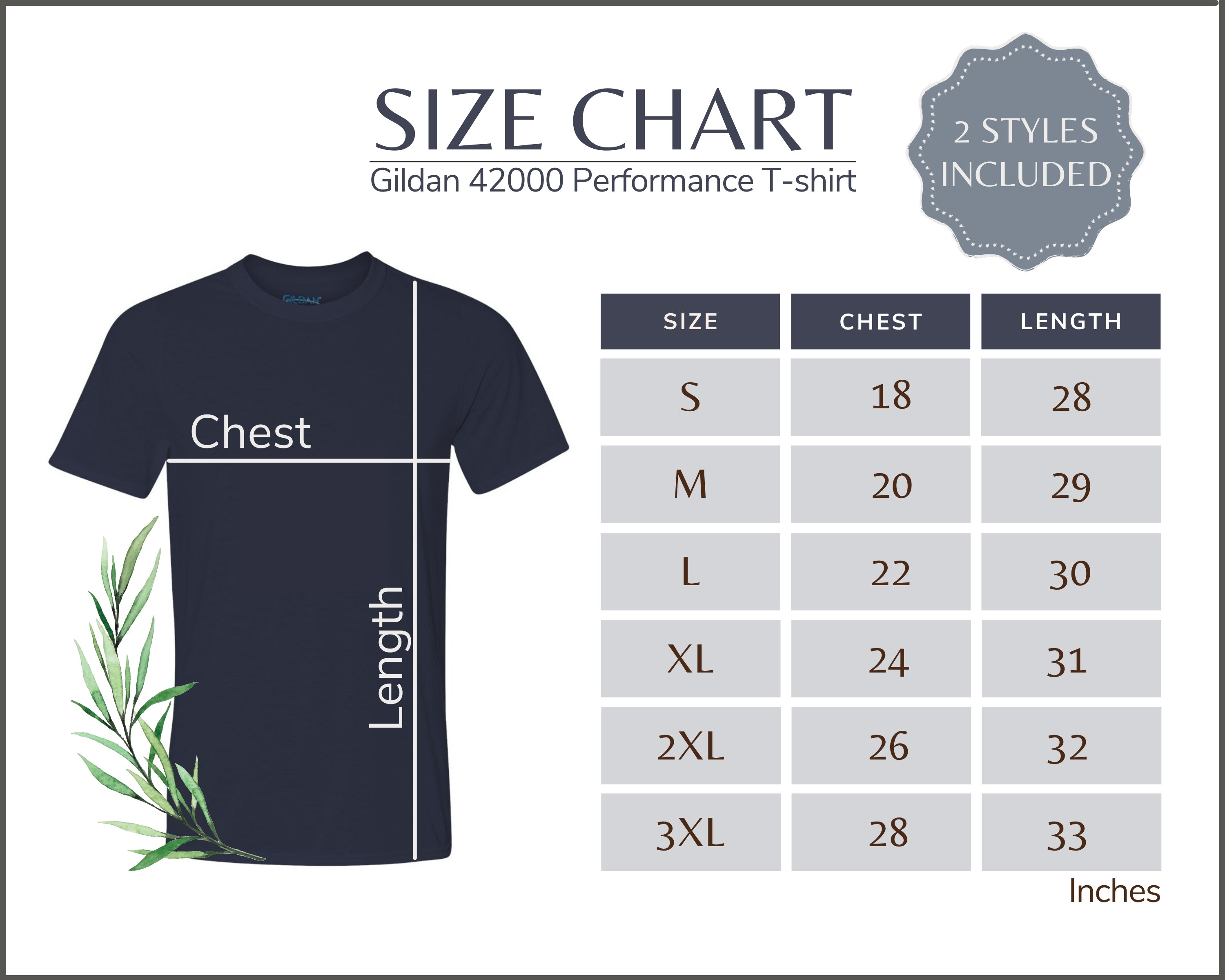 Gildan 42000 Size Chart Gildan 42000 Performance T-shirt Size - Etsy UK