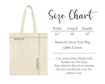 Tabla de tallas de bolsas de lona: Liberty Bags OAD113 (Descarga digital)