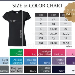 Gildan 64000L Color Chart, G640L Size and Color Guide, 6400L Color and ...
