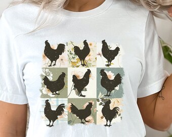 Boho Chicken Shirt for Chicken Lover Gift Shirt for Chicken Mom Sweatshirt Cute Farmhouse Chicken Aesthetic Shirt Gift for Farmer