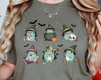 Retro Comfort Colors Halloween Frog Shirt: Goblincore Witchy Tee