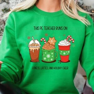 PE Teacher Christmas Sweatshirt: Jingle Jogs & Java Festive Tee