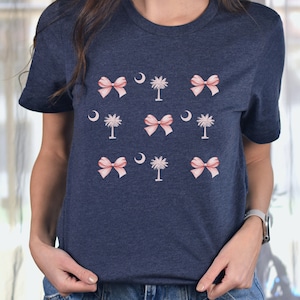South Carolina Shirt, Coquette tshirt, Preppy Carolina shirt, Pink Ribbon shirt, Carolina Girl, Palmetto State t-shirt, Southern Girl shirt