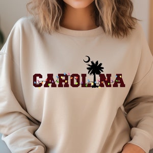 South Carolina sweatshirt, Palmetto State shirt, Buffalo Plaid Christmas shirt, South Carolina Christmas gift, Carolina Girl shirt
