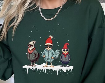 Сute Christmas Chickens Sweatshirt, Christmas Farm Animals shirt, Womens Christmas Chicken Shirt, Christmas Holiday Sweatshirt Gift
