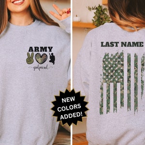 Personalized Army Girlfriend shirt Army Family Basic Training Shirt American Flag Sweatshirt Army  Gift For Military Family Custom Last Name