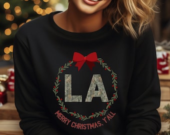 Merry Christmas Yall, Louisiana Christmas shirt, Louisiana pullover, Christmas Gift, Louisiana gift, Louisiana Girl tee, Cajun Christmas