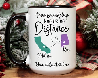 Long Distance Friend Mug, Personalized State to State Coffee Cup, Custom Long Distance Gift for Best Friend, Custom Best Friend Mug