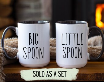 Matching Mug Set Couples Gift Wedding Shower Couples Bridal Gift Keepsake for New Couples Anniversary Gift Big Spoon Little Spoon