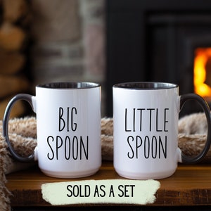 Couples Mug Set, Big Spoon Little Spoon, Matching Mugs, Engagement Present, Wedding Gift, Gifts for Couples, Valentine Gift