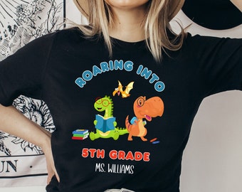 Custom 5th Grade Teacher tshirt, Dinosaur Teacher shirt, Teacher Appreciation, Personalized Teacher shirt, Back to School Shirt
