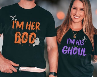 Halloween Couple Shirts, Matching Couples Shirts, Skeleton Couple Halloween Tee, Spooky Couple Shirts, Halloween Gift for Couples