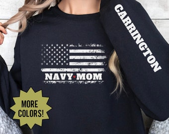 Proud Navy Mama Shirt, Navy Graduation Gift, Military Mom Shirt, Personalized Navy Family Tee, Custom Last Name Shirt, Basic Training Shirt