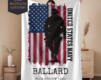 Personalized Navy Blanket, Navy Family Gift, Custom Military Blanket, Sailor Gift, Deployment Gift, Custom Name Throw