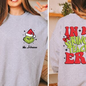 Christmas Teacher Shirt Personalized Cute Teacher Christmas Sweatshirt Gift for Teacher Appreciation Gift Custom Holiday Teacher Shirt bild 2